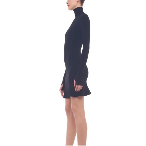 Norma Kamali Fishtail Mini Dress Black long sleeve turtleneck - Picture 5 of 12